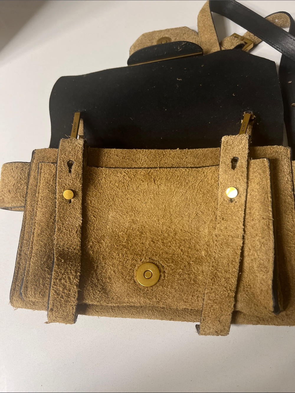 AllSaints Tan Suede 'Ursa' Shoulder Bag - Picture 10 of 10
